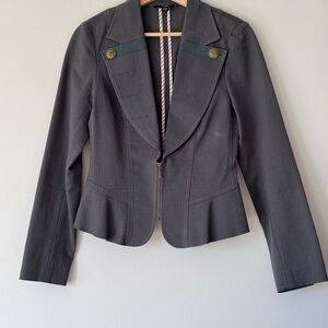Cue Charcoal Blazer with Gold Button Details